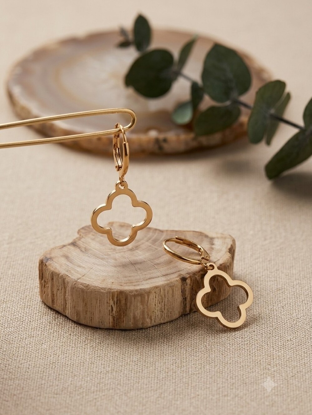 Gold Clover Drop Earrings - Women Jewelry